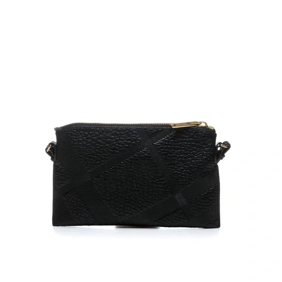 BURBERRY Signature Grain Calfskin Check Embossed Peyton Crossbody Clutch Bag - Picture 2 of 11